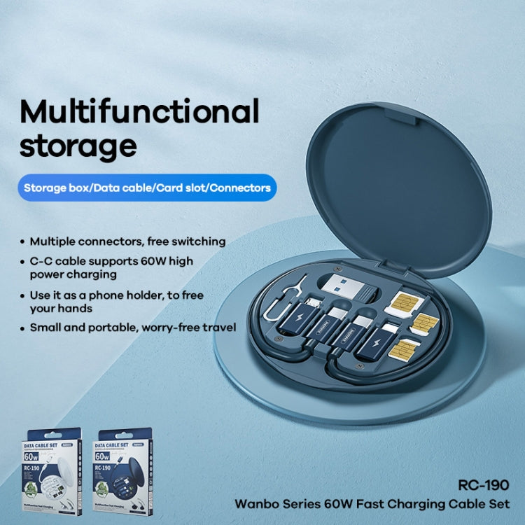 REMAX RC-190 Wanbo Series 60W Fast Charging Cable Multifunction Storage Box Set (White) - HoMEdemic™ 