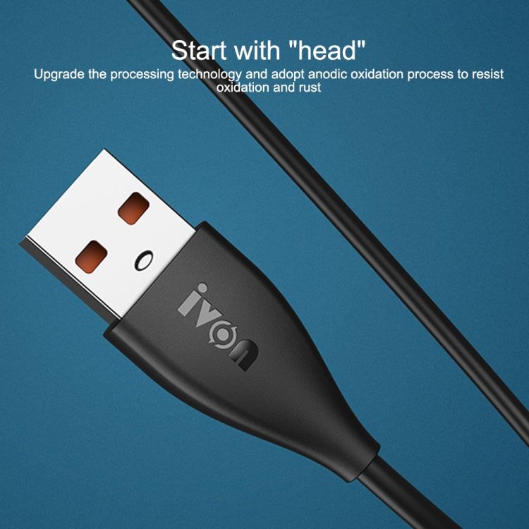 IVON CA87 USB to 8 Pin TPE Fast Charge Data Cable, Cable Length: 1m(Black) - HoMEdemic™ 