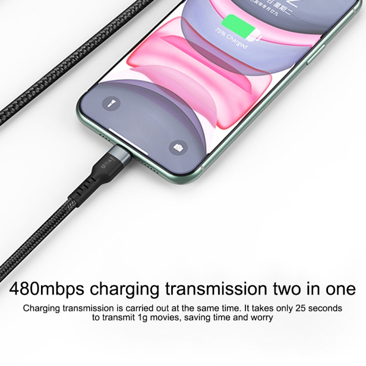 IVON CA88 12W 2.4A USB to 8 Pin Nylon Braid Fast Charge Data Cable, Cable Length: 1m (Black) - HoMEdemic™ 