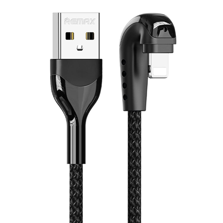REMAX RC-177i Heymanba II 2.1A USB to 8 Pin 180 Degrees Elbow Zinc Alloy Braided Gaming Data Cable, Cable Length: 1m(Black) - HoMEdemic™ 