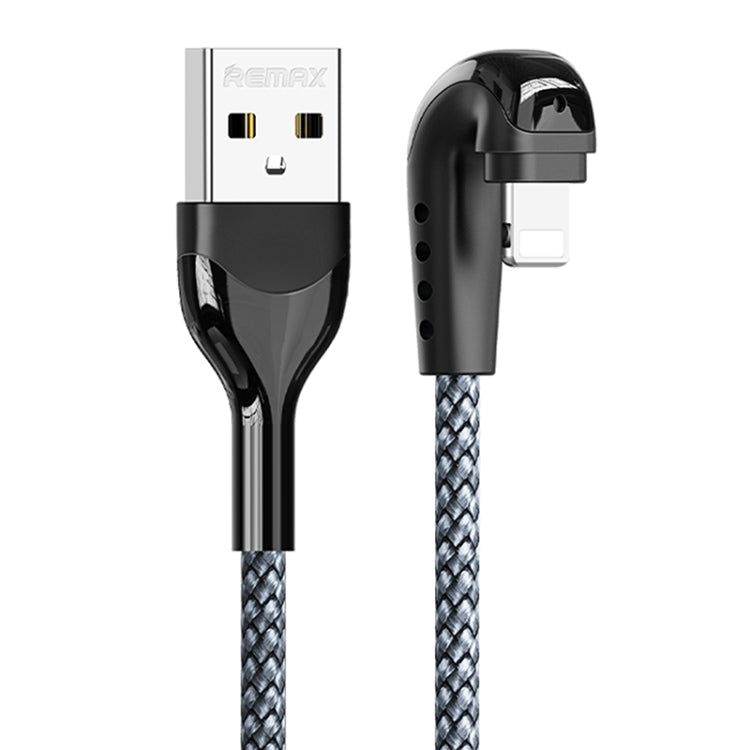 REMAX RC-177i Heymanba II 2.1A USB to 8 Pin 180 Degrees Elbow Zinc Alloy Braided Gaming Data Cable, Cable Length: 1m(Silver) - HoMEdemic™ 