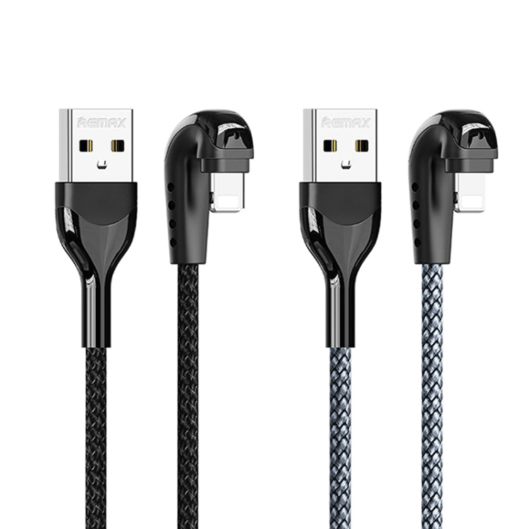 REMAX RC-177i Heymanba II 2.1A USB to 8 Pin 180 Degrees Elbow Zinc Alloy Braided Gaming Data Cable, Cable Length: 1m(Silver) - HoMEdemic™ 