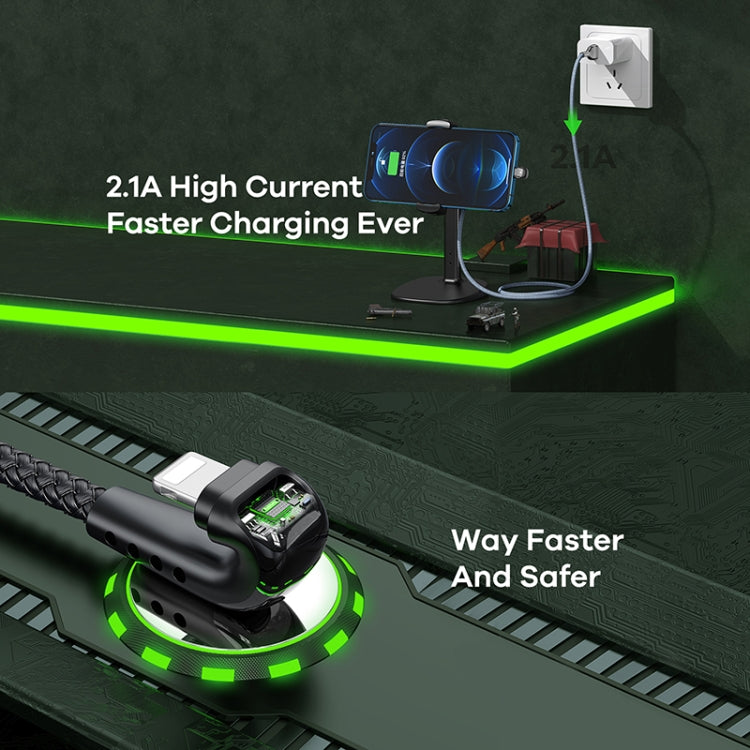 REMAX RC-177i Heymanba II 2.1A USB to 8 Pin 180 Degrees Elbow Zinc Alloy Braided Gaming Data Cable, Cable Length: 1m(Silver) - HoMEdemic™ 