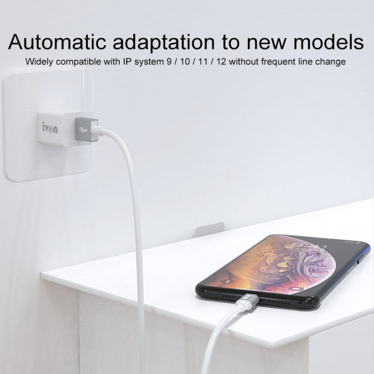 IVON CA73 2.4A 8 Pin Fast Charging Data Cable, Length: 2m(White) - HoMEdemic™ 