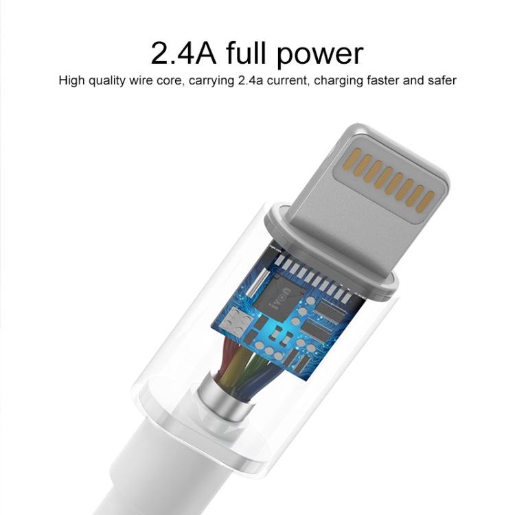 IVON CA73 2.4A 8 Pin Fast Charging Data Cable, Length: 2m(White) - HoMEdemic™ 