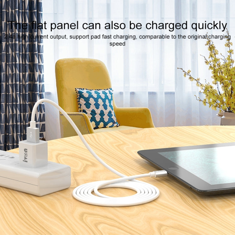 IVON CA73 2.4A 8 Pin Fast Charging Data Cable, Length: 2m(Black) - HoMEdemic™ 