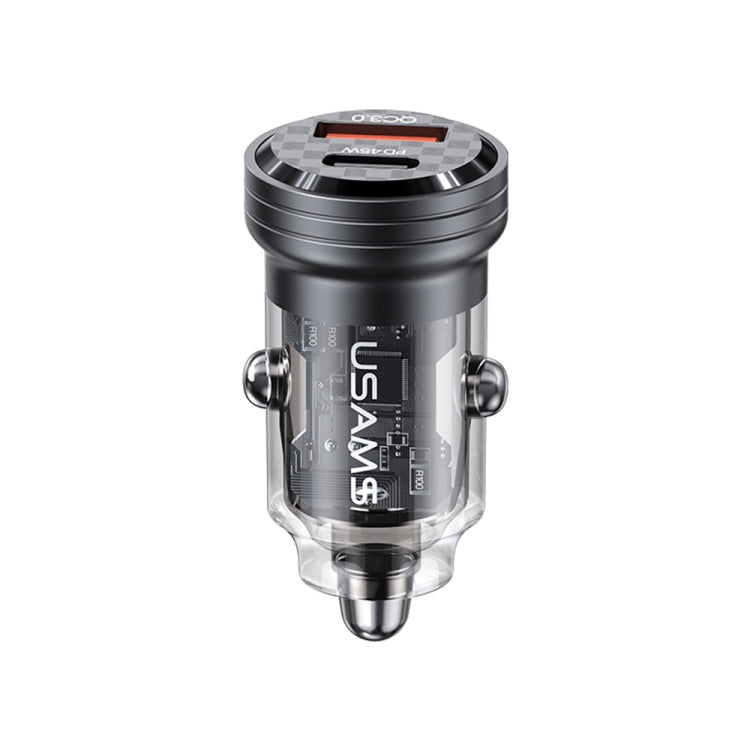 USAMS US-CC175 C35 45W Aluminum Alloy Transparent Dual USB Port Mini Car Charger (Black) - HoMEdemic™ 