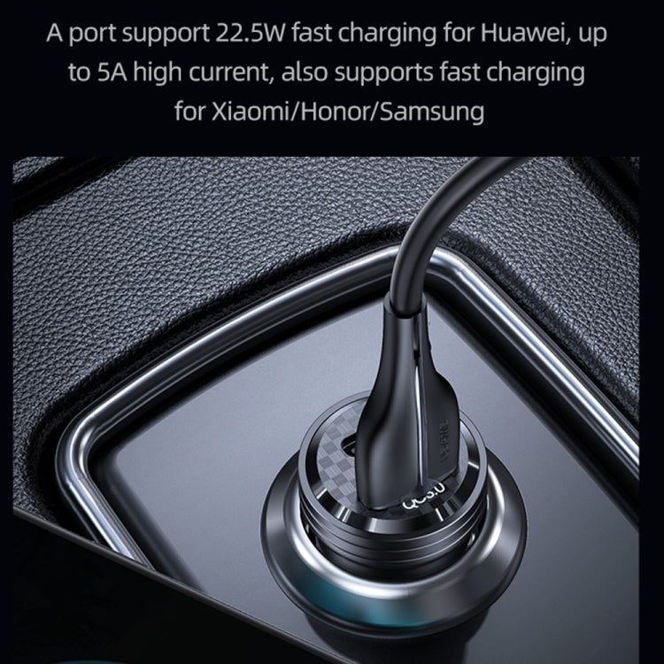 USAMS US-CC175 C35 45W Aluminum Alloy Transparent Dual USB Port Mini Car Charger (Black) - HoMEdemic™ 