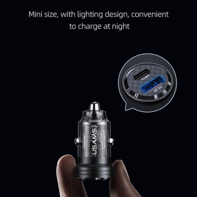 USAMS US-CC175 C35 45W Aluminum Alloy Transparent Dual USB Port Mini Car Charger (Black) - HoMEdemic™ 