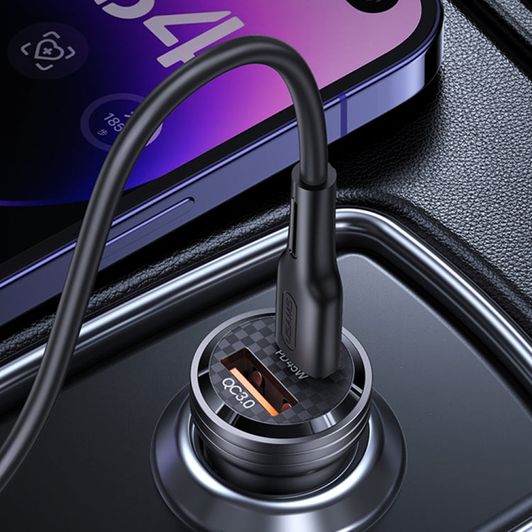 USAMS US-CC175 C35 45W Aluminum Alloy Transparent Dual USB Port Mini Car Charger (Black) - HoMEdemic™ 