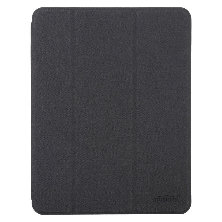 Mutural YASHI Series TPU + PU Cloth Pattern Texture Horizontal Flip Leather Case with Three-folding Holder & Pen Slot & Wake-up / Sleep Function For iPad Air 2022 / 2020 10.9(Black) - HoMEdemic™ 