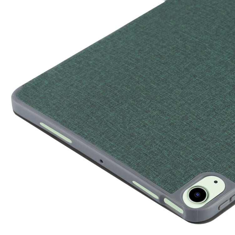 Mutural YASHI Series TPU + PU Cloth Pattern Texture Horizontal Flip Leather Case with Three-folding Holder & Pen Slot & Wake-up / Sleep Function For iPad Air 2022 / 2020 10.9(Green) - HoMEdemic™ 