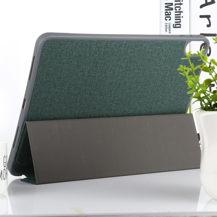 Mutural YASHI Series TPU + PU Cloth Pattern Texture Horizontal Flip Leather Case with Three-folding Holder & Pen Slot & Wake-up / Sleep Function For iPad Air 2022 / 2020 10.9(Green) - HoMEdemic™ 