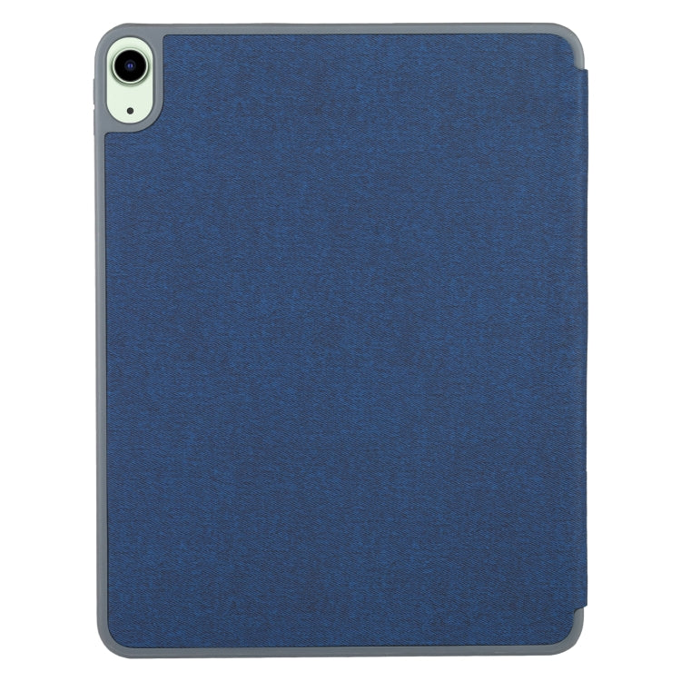Mutural YASHI Series TPU + PU Cloth Pattern Texture Horizontal Flip Leather Case with Three-folding Holder & Pen Slot & Wake-up / Sleep Function For iPad Air 2022 / 2020 10.9(Blue) - HoMEdemic™ 