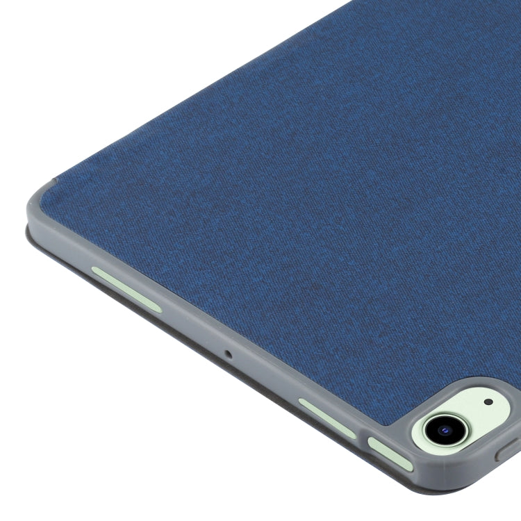 Mutural YASHI Series TPU + PU Cloth Pattern Texture Horizontal Flip Leather Case with Three-folding Holder & Pen Slot & Wake-up / Sleep Function For iPad Air 2022 / 2020 10.9(Blue) - HoMEdemic™ 