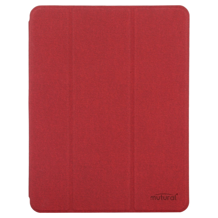 Mutural YASHI Series TPU + PU Cloth Pattern Texture Horizontal Flip Leather Case with Three-folding Holder & Pen Slot & Wake-up / Sleep Function For iPad Air 2022 / 2020 10.9(Red) - HoMEdemic™ 