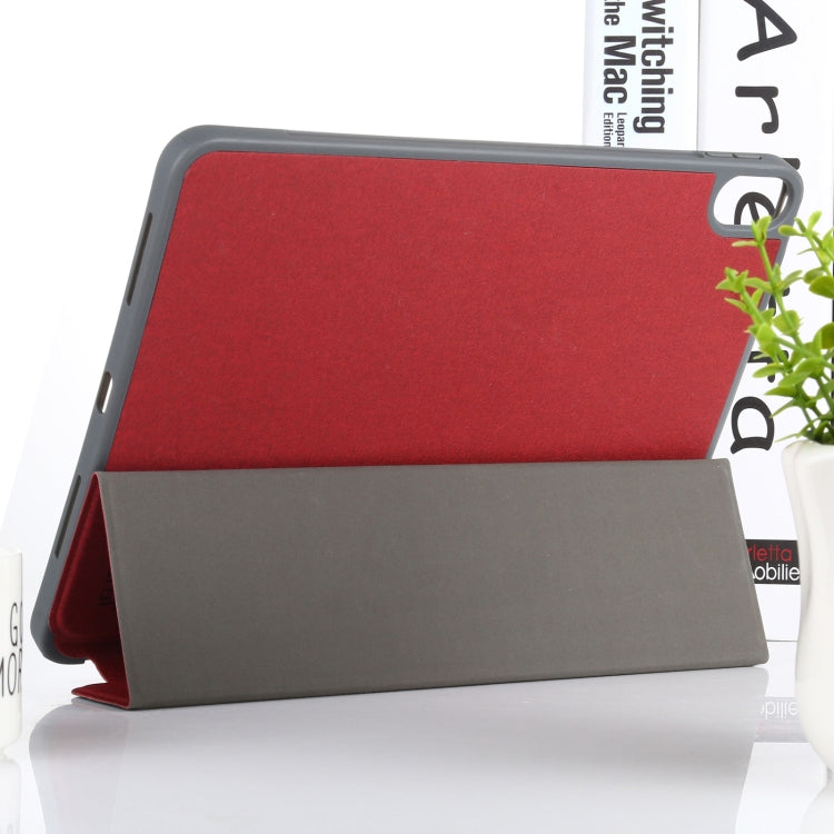 Mutural YASHI Series TPU + PU Cloth Pattern Texture Horizontal Flip Leather Case with Three-folding Holder & Pen Slot & Wake-up / Sleep Function For iPad Air 2022 / 2020 10.9(Red) - HoMEdemic™ 