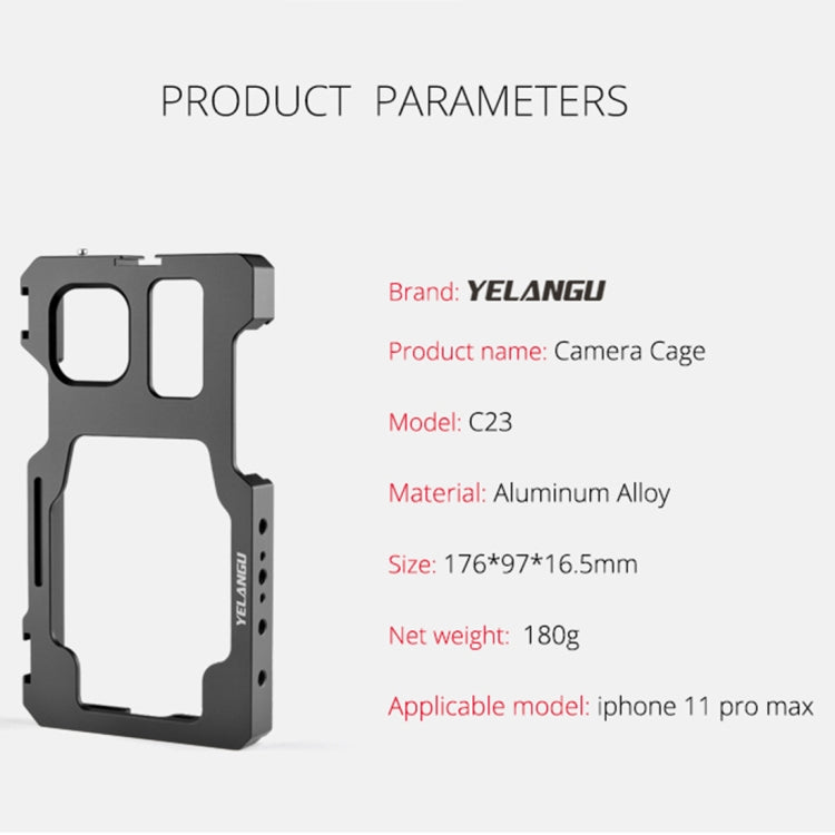 For iPhone 11 Pro Max YELANGU C23 Video Camera Cage Stabilizer with PC Case (Black) - HoMEdemic™ 
