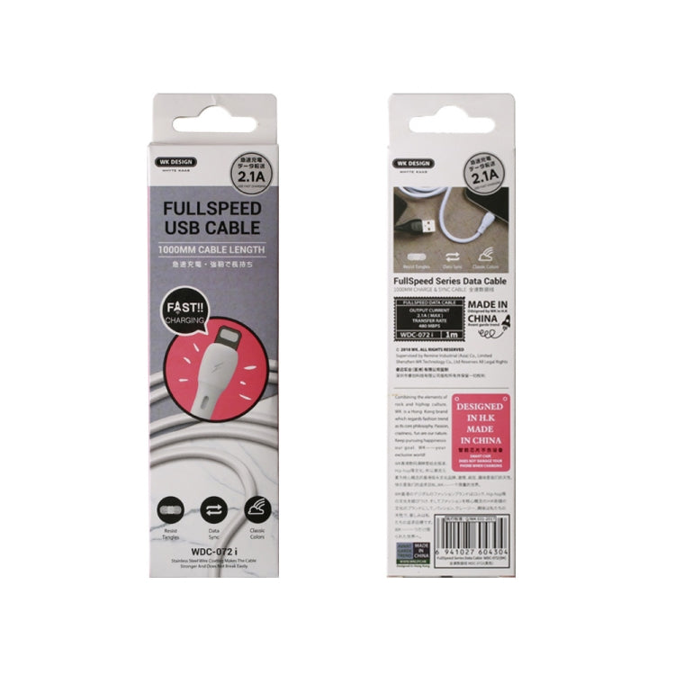 WK WDC-072 1m 2.1A Output Full Speed Series USB to 8 Pin Data Sync Charging Cable (Black) - HoMEdemic™ 