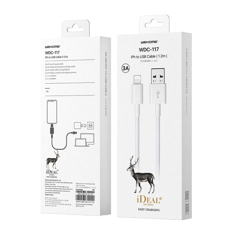 WK WDC-117 3A 8 Pin Fast Charging Charging Cable, Length: 1.2m (White) - HoMEdemic™ 