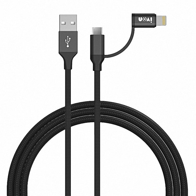 IVON CA51 2.4A USB to 8 Pin + Micro USB 2 in 1 Charging Sync Data Cable, Length: 1m(Black) - HoMEdemic™ 