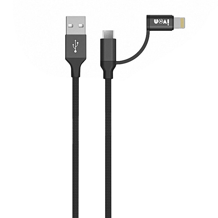 IVON CA51 2.4A USB to 8 Pin + Micro USB 2 in 1 Charging Sync Data Cable, Length: 1m(Black) - HoMEdemic™ 