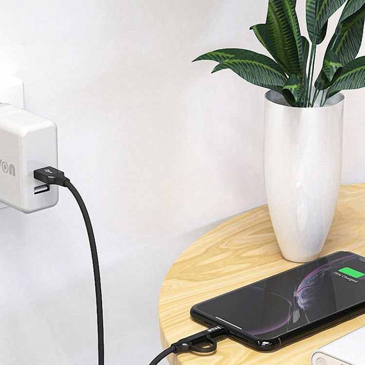 IVON CA51 2.4A USB to 8 Pin + Micro USB 2 in 1 Charging Sync Data Cable, Length: 1m(Black) - HoMEdemic™ 