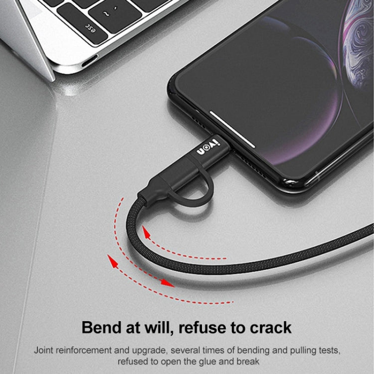 IVON CA51 2.4A USB to 8 Pin + Micro USB 2 in 1 Charging Sync Data Cable, Length: 1m(Black) - HoMEdemic™ 