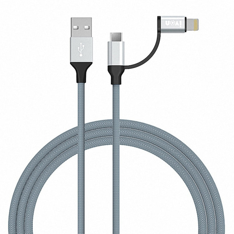 IVON CA51 2.4A USB to 8 Pin + Micro USB 2 in 1 Charging Sync Data Cable, Length: 1m(Silver) - HoMEdemic™ 