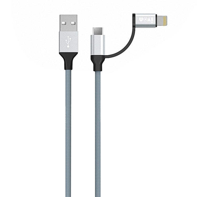 IVON CA51 2.4A USB to 8 Pin + Micro USB 2 in 1 Charging Sync Data Cable, Length: 1m(Silver) - HoMEdemic™ 