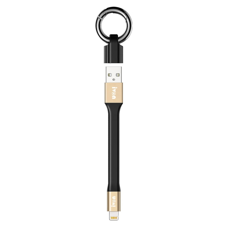 IVON CA90 2.4A USB to 8 Pin Portable Data Cable with Ring, Length: 14.5cm(Champagne Gold) - HoMEdemic™ 