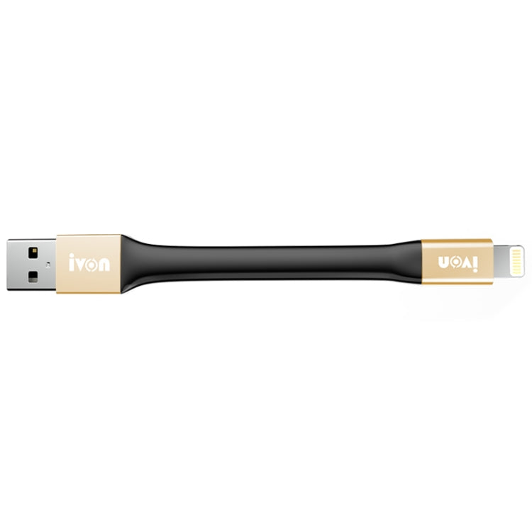 IVON CA90 2.4A USB to 8 Pin Portable Data Cable with Ring, Length: 14.5cm(Champagne Gold) - HoMEdemic™ 