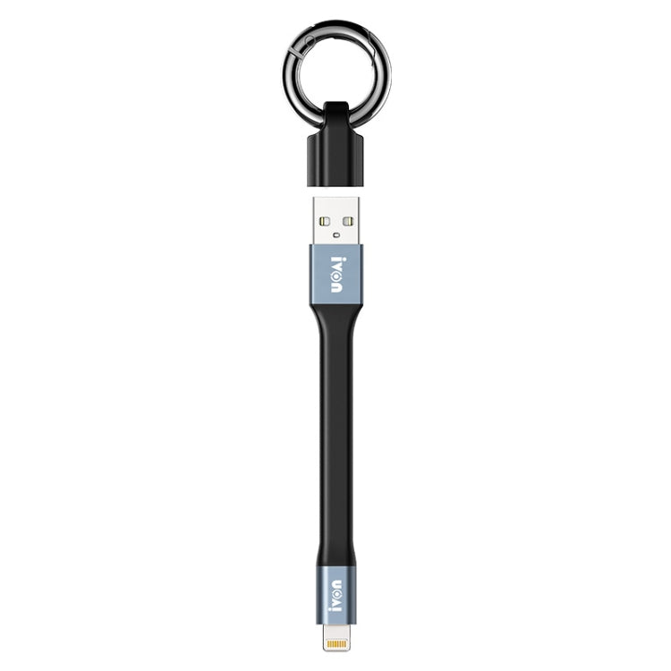 IVON CA90 2.4A USB to 8 Pin Portable Data Cable with Ring, Length: 14.5cm(Dark Gray) - HoMEdemic™ 