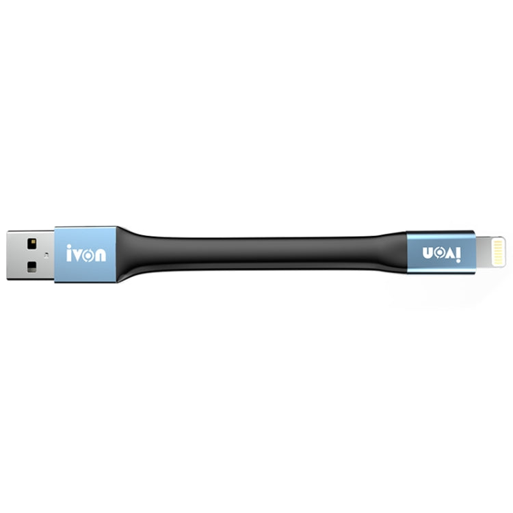 IVON CA90 2.4A USB to 8 Pin Portable Data Cable with Ring, Length: 14.5cm(Dark Gray) - HoMEdemic™ 