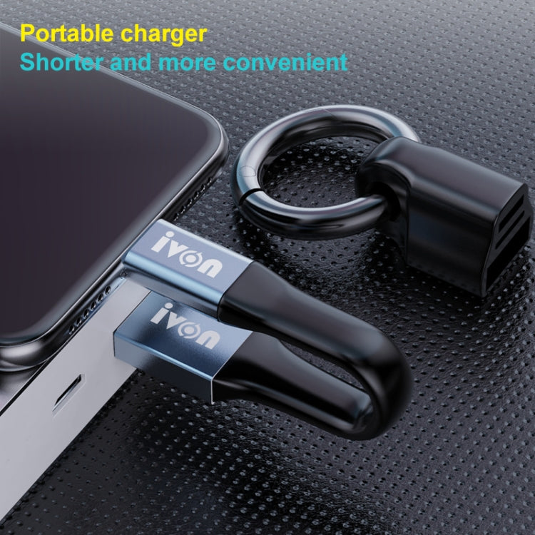 IVON CA90 2.4A USB to 8 Pin Portable Data Cable with Ring, Length: 14.5cm(Dark Gray) - HoMEdemic™ 