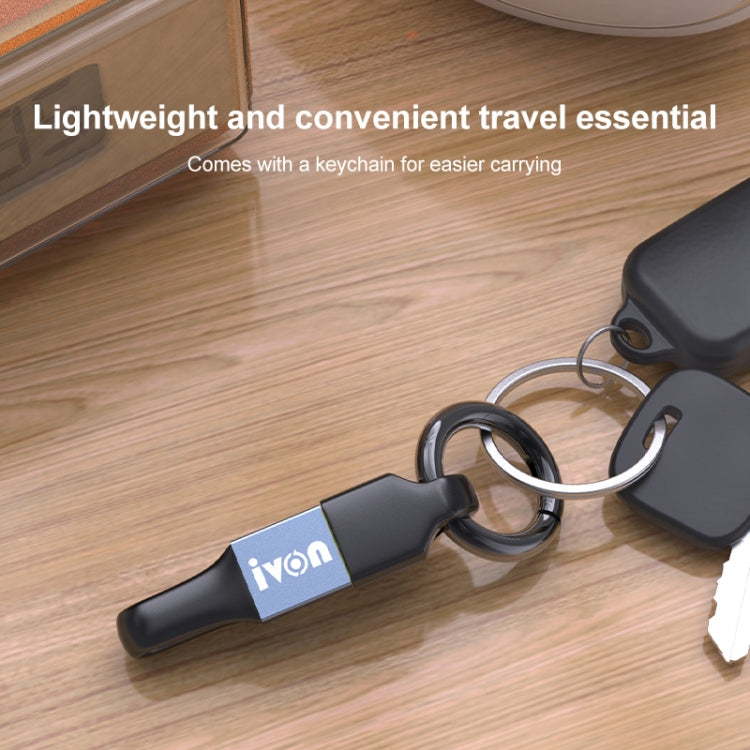 IVON CA90 2.4A USB to 8 Pin Portable Data Cable with Ring, Length: 14.5cm(Dark Gray) - HoMEdemic™ 