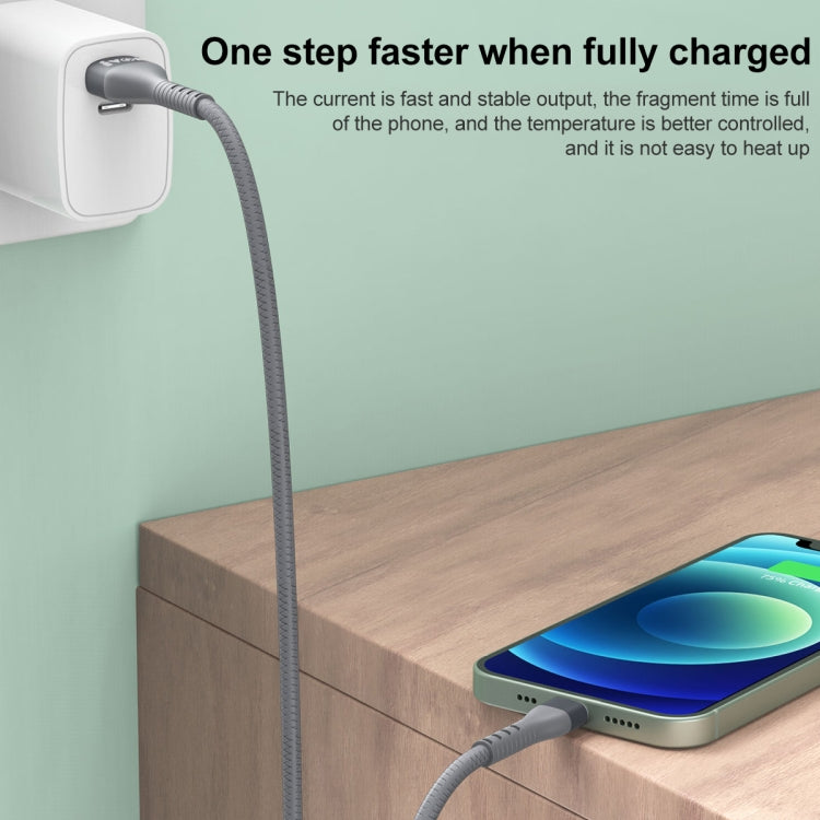 IVON CA92 2.4A Max USB to 8 Pin Rubber Fast Charging Data Cable, Length: 1.5m (Grey) - HoMEdemic™ 