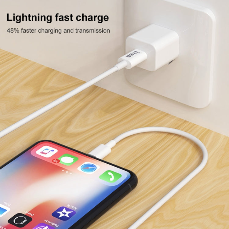 IVON CA93 20W PD USB-C / Type-C to 8 Pin TPE Fast Charging Data Cable, Cable Length: 1m - HoMEdemic™ 