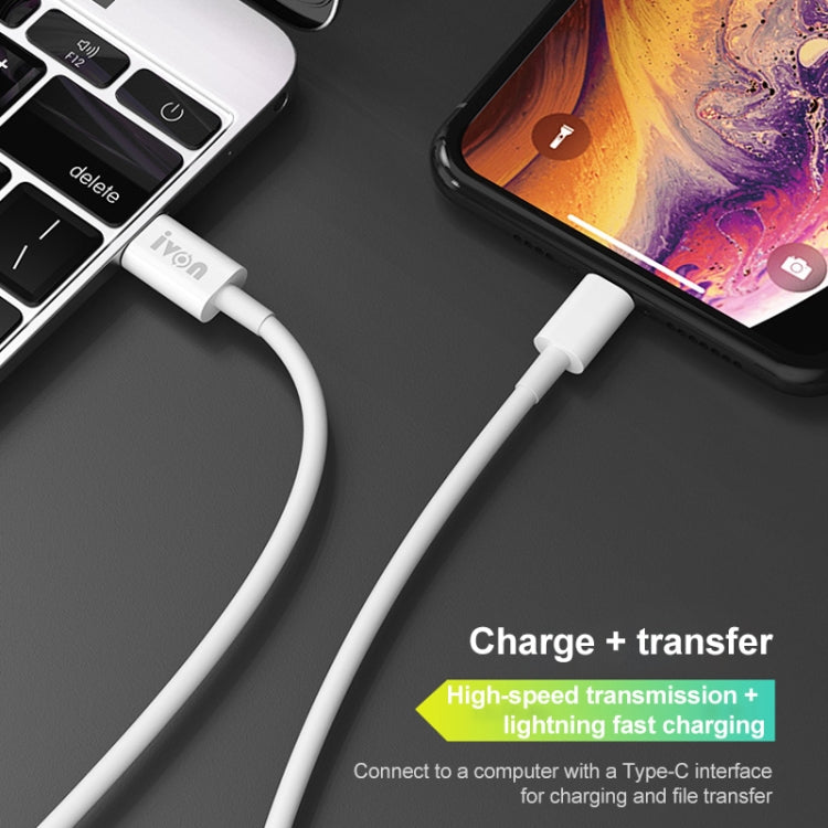 IVON CA93 20W PD USB-C / Type-C to 8 Pin TPE Fast Charging Data Cable, Cable Length: 1m - HoMEdemic™ 