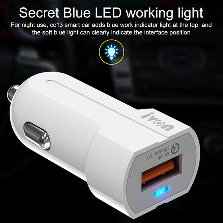 IVON CC13 QC 3.0 Fast Charging Car Charger (White) - HoMEdemic™ 