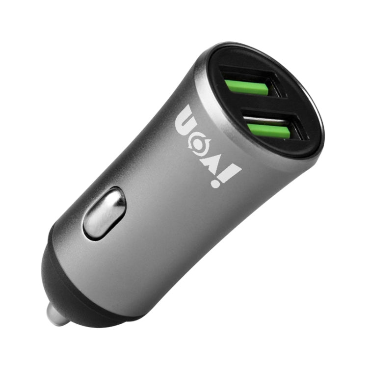 IVON CC26 5V 2.1A Dual USB Port Mini Car Charger (Grey) - HoMEdemic™ 