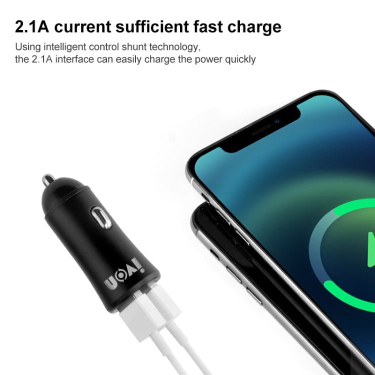 IVON CC26 5V 2.1A Dual USB Port Mini Car Charger (Grey) - HoMEdemic™ 