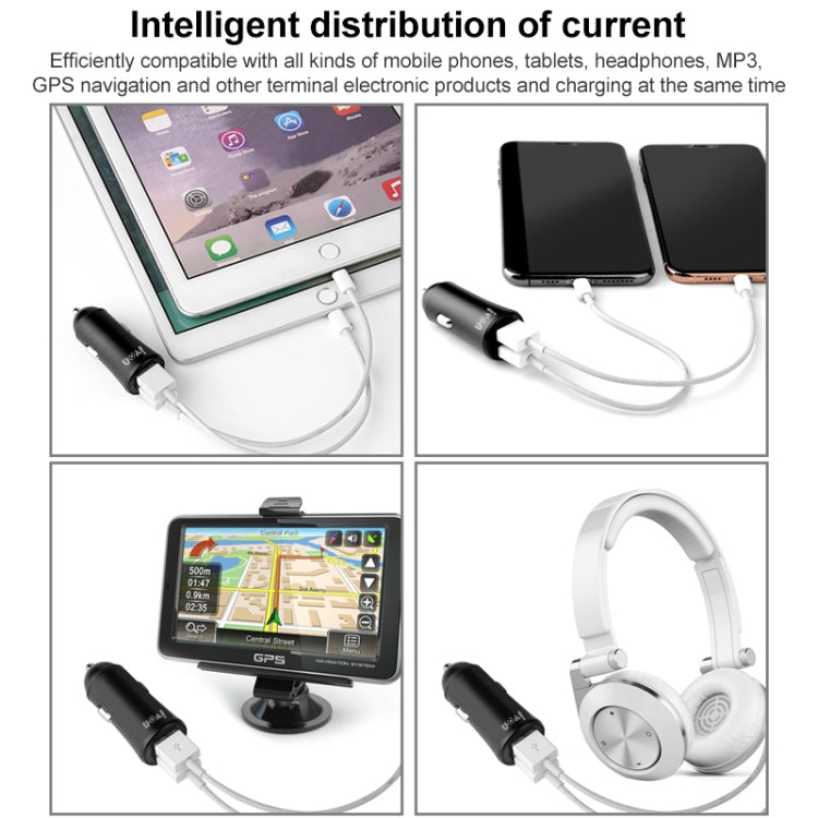 IVON CC26 5V 2.1A Dual USB Port Mini Car Charger (Grey) - HoMEdemic™ 