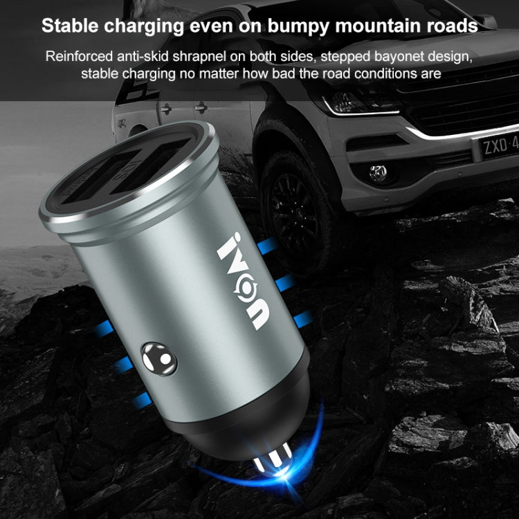 IVON CC37 15W 3.1A Dual USB Mini Car Charger + 1m USB to USB-C / Type-C Fast Charge Data Cable Set - HoMEdemic™ 