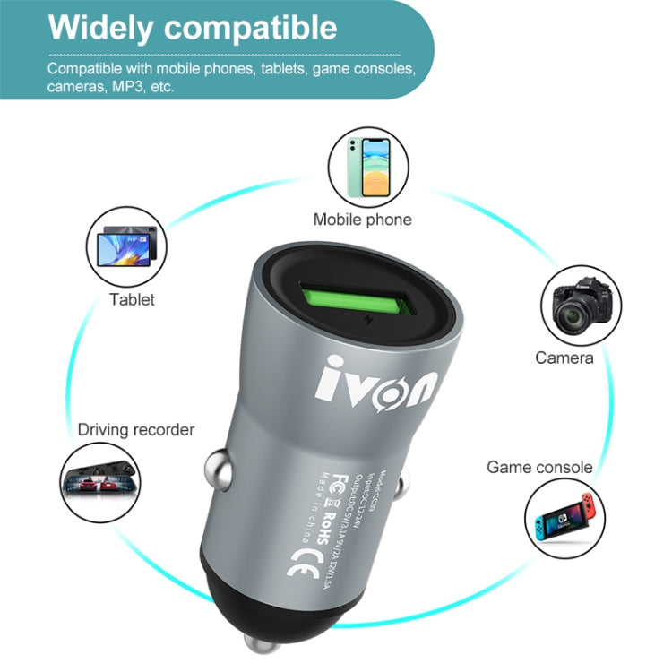 IVON CC39 18W 3.1A QC 3.0 USB Car Charger + 1m USB to USB-C / Type-C Fast Charge Data Cable Set - HoMEdemic™ 