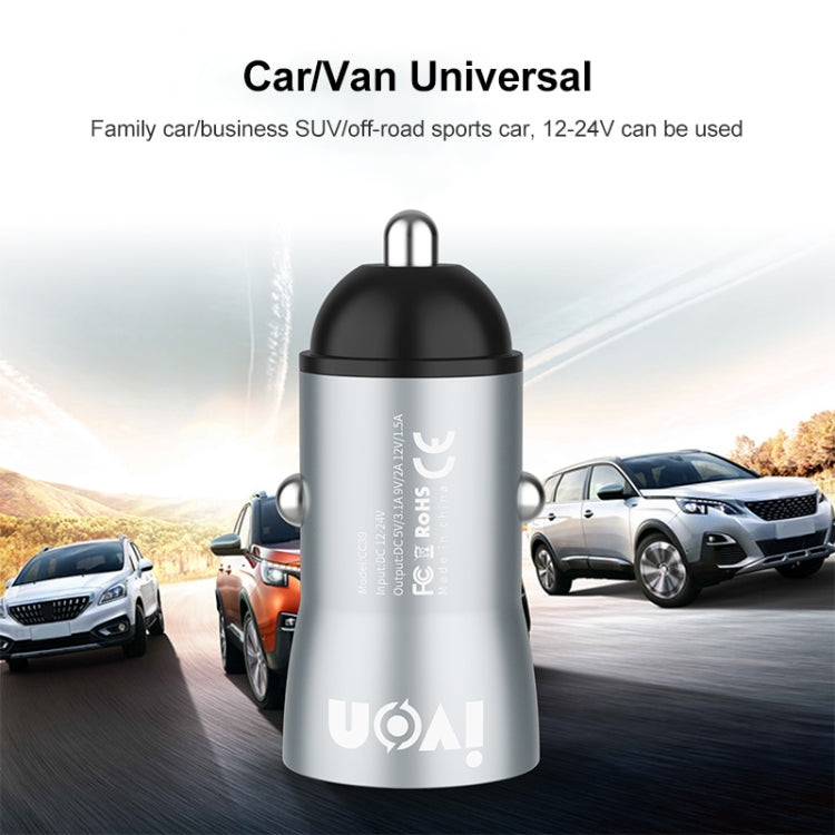 IVON CC39 18W 3.1A QC 3.0 USB Car Charger + 1m USB to USB-C / Type-C Fast Charge Data Cable Set - HoMEdemic™ 