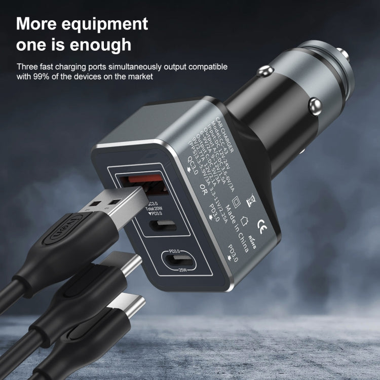 IVON CC43 45W PD 3.0 Dual USB-C / Type-C + QC 3.0 USB Port Square Car Charger - HoMEdemic™ 