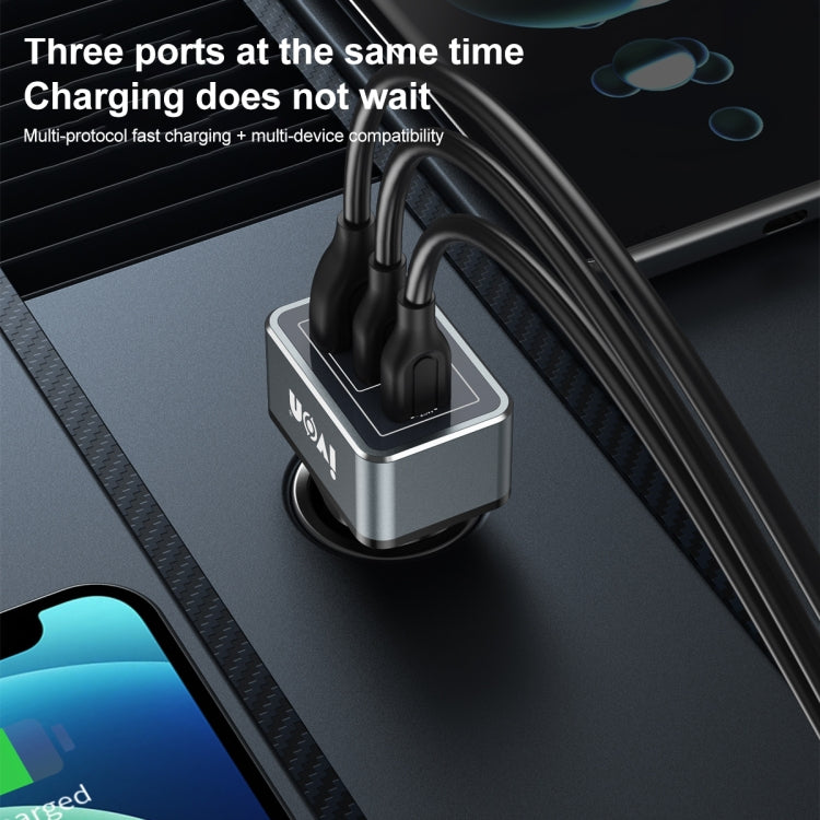 IVON CC43 45W PD 3.0 Dual USB-C / Type-C + QC 3.0 USB Port Square Car Charger - HoMEdemic™ 