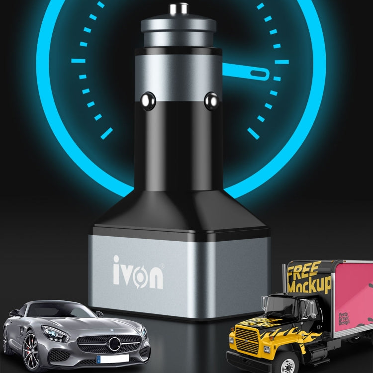 IVON CC43 45W PD 3.0 Dual USB-C / Type-C + QC 3.0 USB Port Square Car Charger - HoMEdemic™ 