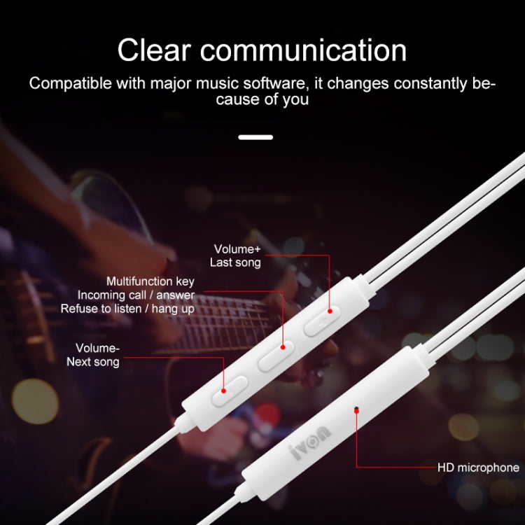 IVON E50 3.5mm Stereo Noise Reduction Earphone (Black) - HoMEdemic™ 